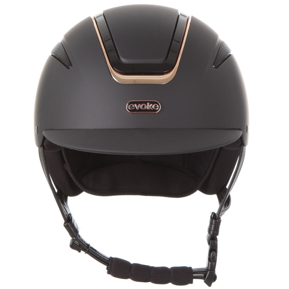 Callisto Classic Peak Riding Hat - Black/Rose Gold
