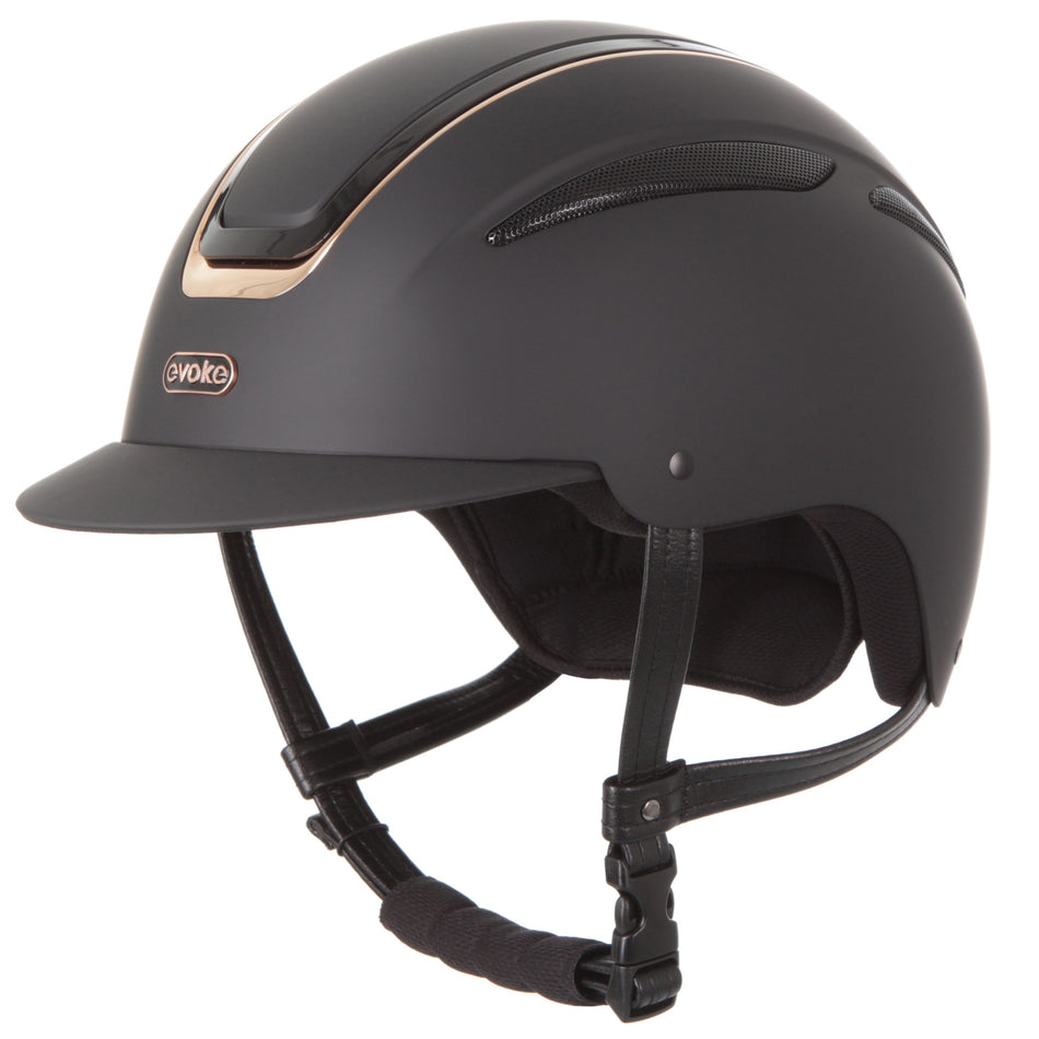 Callisto Classic Peak Riding Hat - Black/Rose Gold