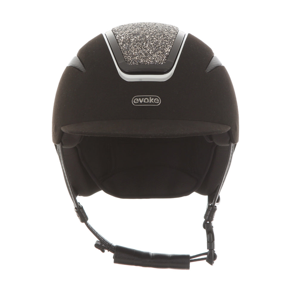 Callisto Classic Peak Riding Hat - Black/Suede Crystal