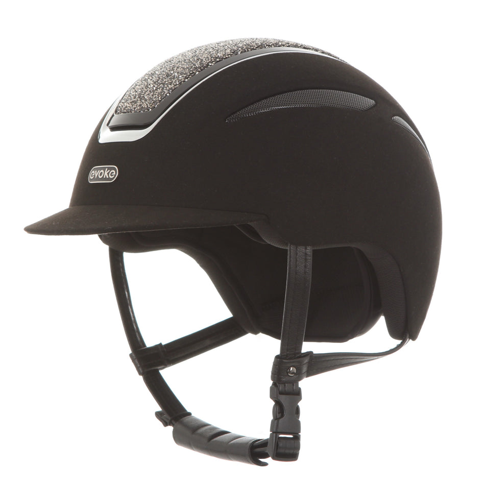 Callisto Classic Peak Riding Hat - Black/Suede Crystal