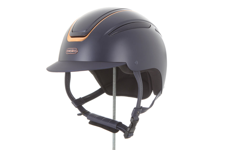 Callisto Wide Peak Riding Hat - Navy/Rose Gold