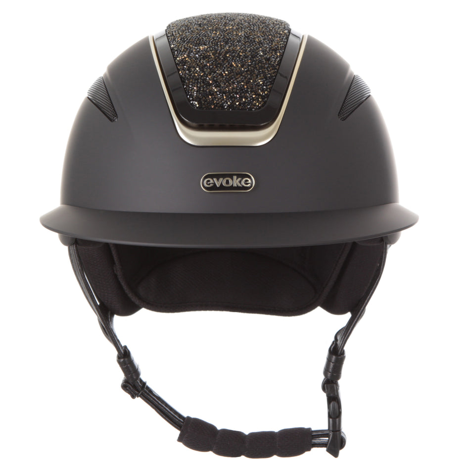 Callisto Wide Peak Riding Hat - Black Gold Crystal