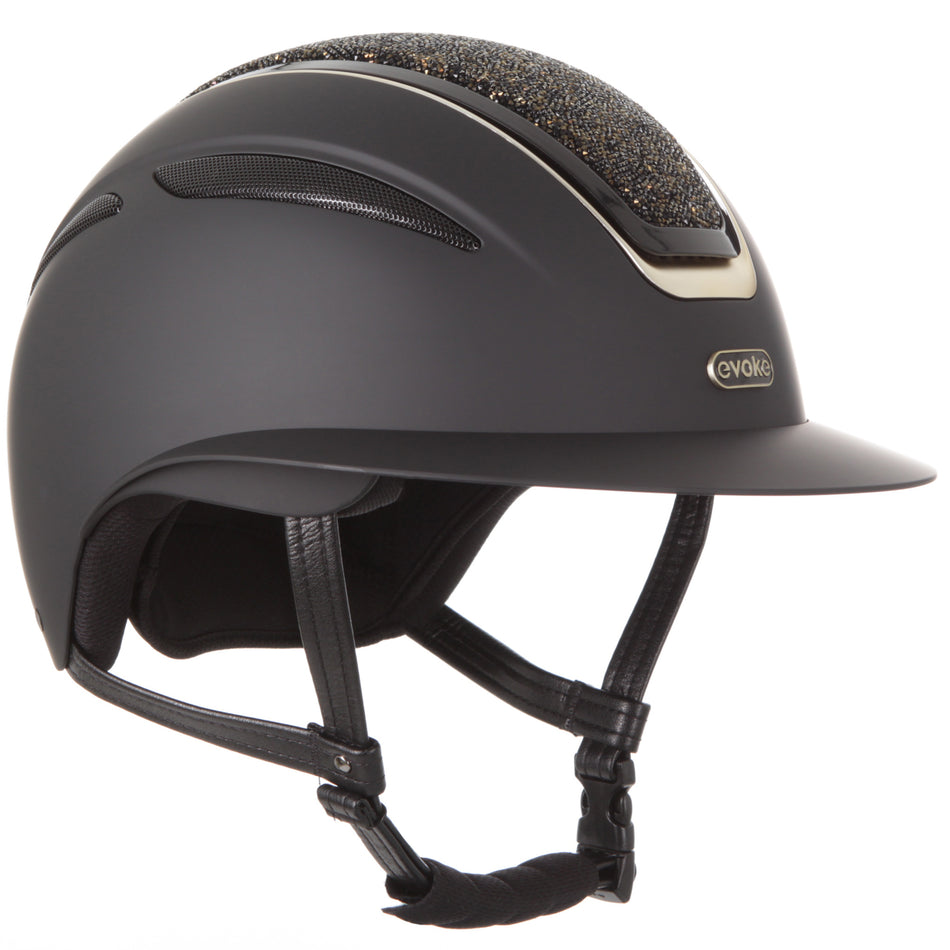 Callisto Wide Peak Riding Hat - Black Gold Crystal