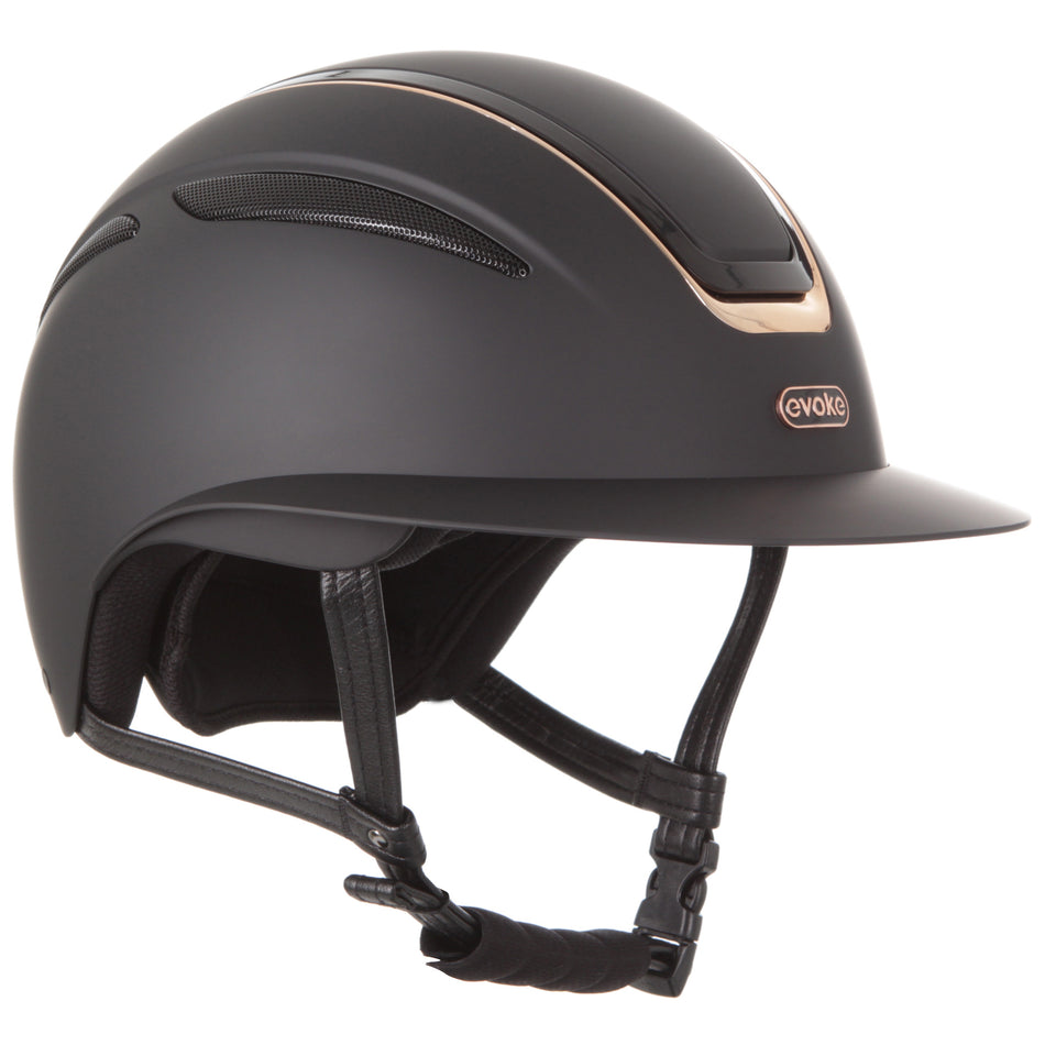 Callisto Wide Peak Riding Hat Black/Rose Gold