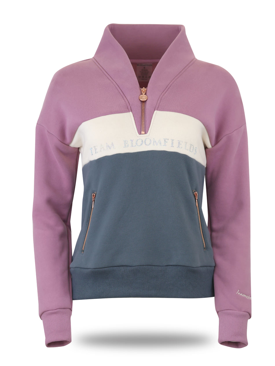 Vannessa V Neck Tri-Colour Pullover - Pink, Cream & Grey