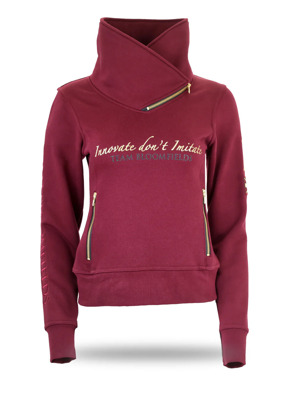 Eleanor Diagonal Quarter Zip Pullover - Burgundy & Gold