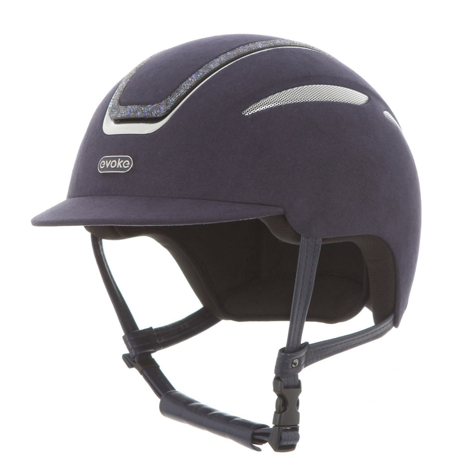 Callisto Classic Peak Riding Hat - Navy Suede Crystal