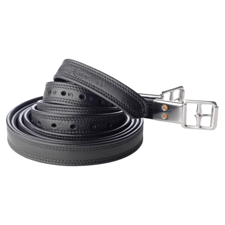 Hide-covered stirrup leathers